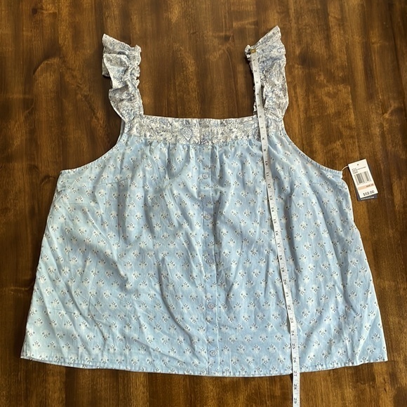 Women's Angels Blue Sleeveless Lightweight Faux Button Top Blouse -Various Sizes - Picture 9 of 14